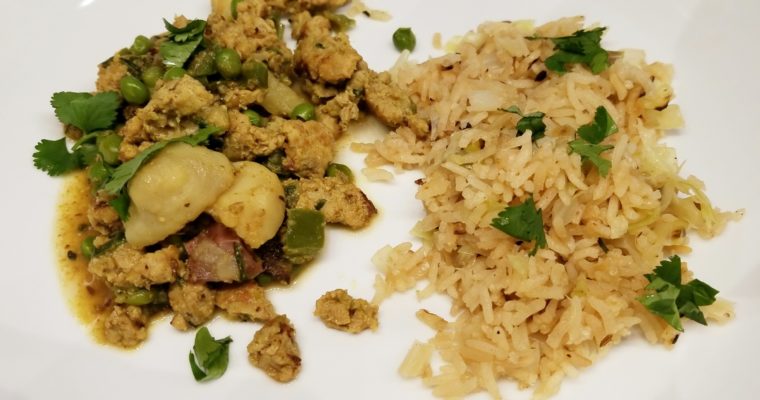 Turkey Keema with Cabbage Fried Rice